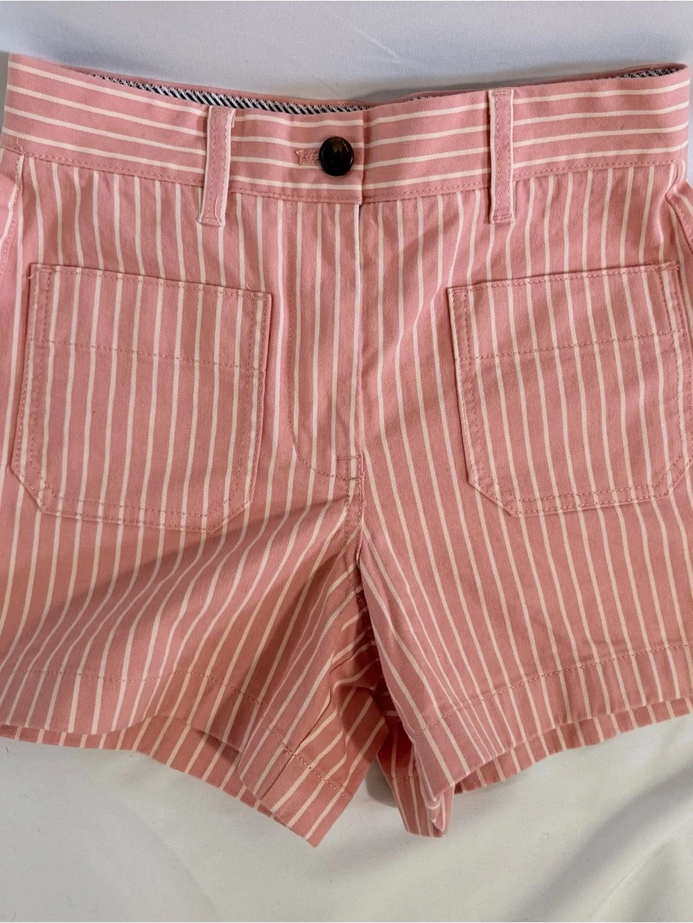 NWT - J. Crew Patch Pocket Chino Short in Coral and White Stripe - Size 23
